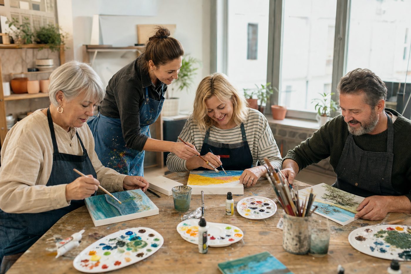Atelier de peinture en petit groupe chez CadreXpert